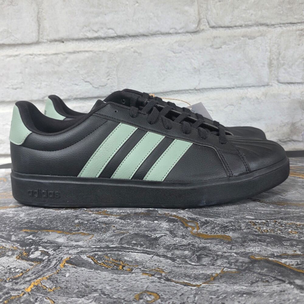 Adidas Streettalk Men’s Size 11.5 NWT Black Silver Green Shell Toe Sneakers
